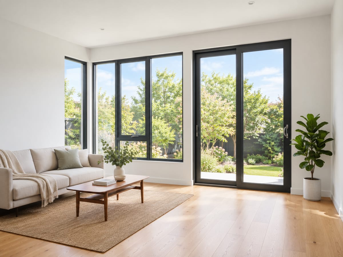 Neubau-Villa mit Alu-Fensterfront von Trend Home Fenster